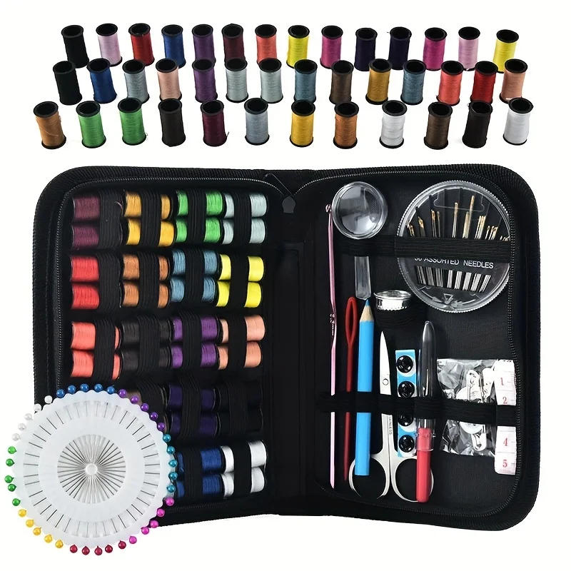 Description Picture 2 of item67/128pcs Sewing Kit With Sewing Supplies And Accessories 24-Color Threads, Needle And Thread Kit Products For Small Fixes, Basi