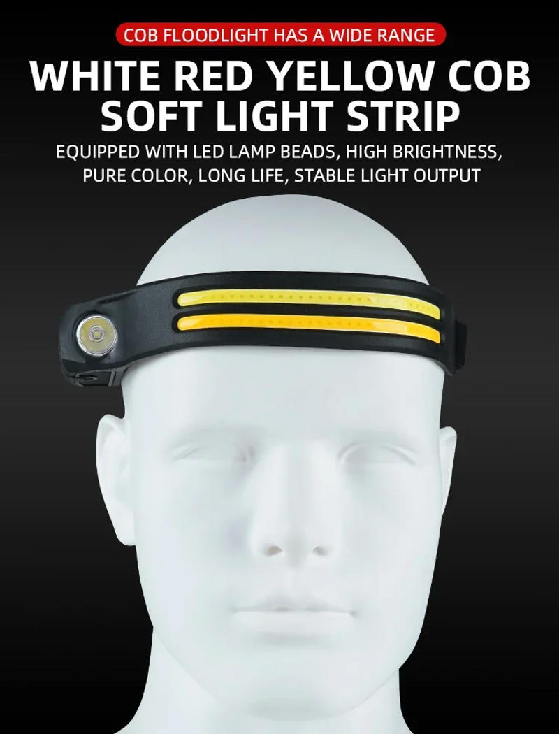 Description Picture 3 of itemLED Headlight Sensor With Built-in Battery Head Flashlight USB Charging Work Light Super Bright Headband