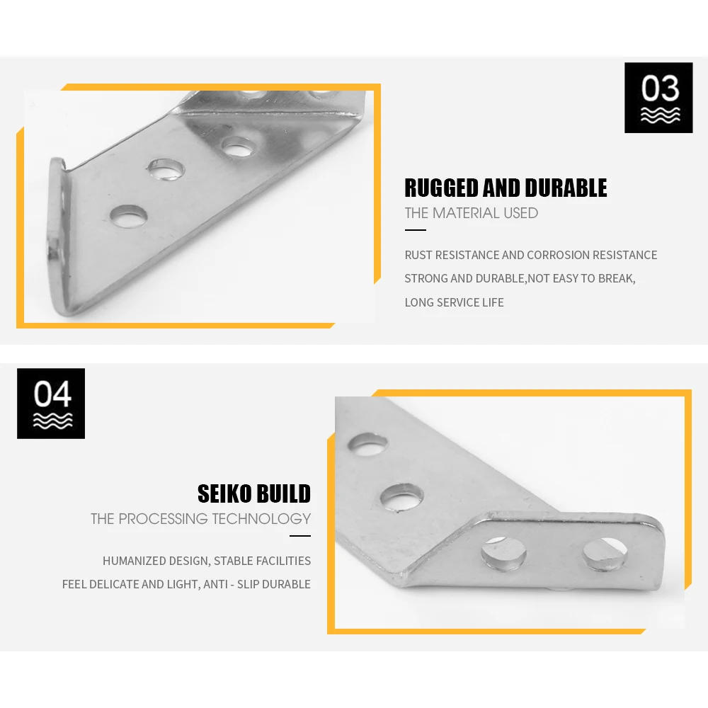 Description Picture 5 of item30-1set Stainless Steel Corner Brackets Furniture Angle Shelf Connector Cabinet Support Fixing Frame Corners Brace with Screws