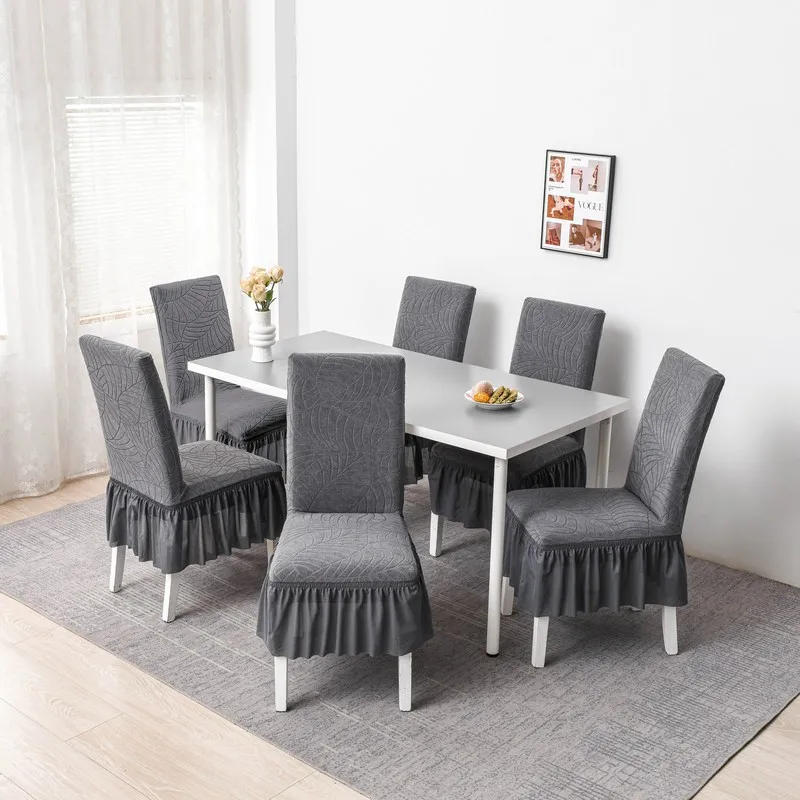 Description Picture 4 of itemWaterproof Jacquard Chair cover with Skirt Elastic Solid Color Chair Covers For Home Living Room Hotel