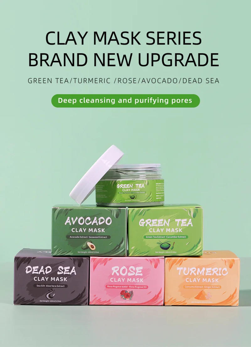 Description Picture 2 of itemTurmeric Green Tea Rose Avocado Facial Mask Clay Mud Masks Moisturizing Removal Blackhead Whitening Face Mask Mud Skin Care