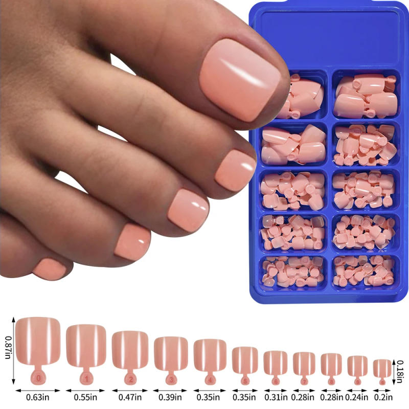 Description Picture 3 of item100Pc/Set Solid Color Simple Foot Fake Nails Artificial Red Fake Acrylic Nails Press On Toenails Art Tips Gluing Manicure Tool #