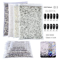 Oleeya Moonlight 14400Pcs Bulk Package Glitter Crystal Nail Art Non hotfix rhinestones Glass Strass for DIY Nail Art Decorations