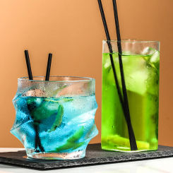 500Pcs Disposable Cocktail Straws 21cm 13cm Black Long short Plastic Straw DIY Party Juice Drinks Straw Kitchen Accessories