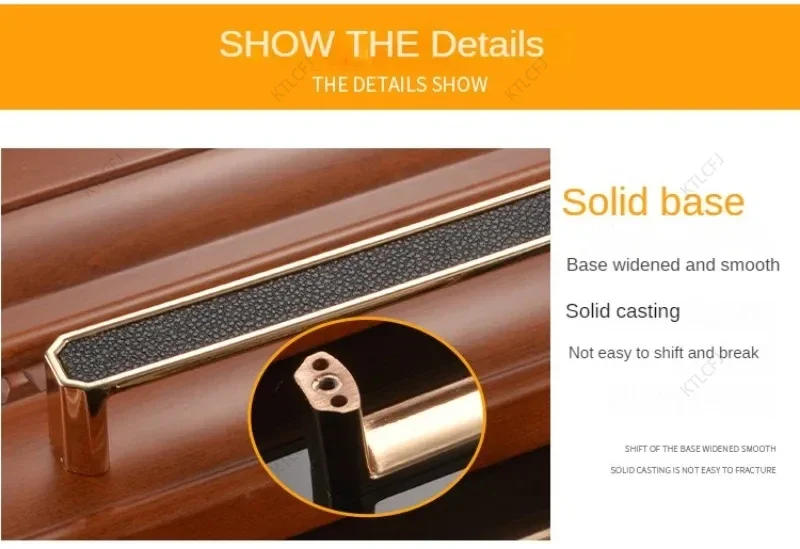Description Picture 6 of itemHigh Grade Leather Drawer Handles Zinc Alloy Bedside Cabinets Handles Wardrobe Drawers Sliding Door Handles