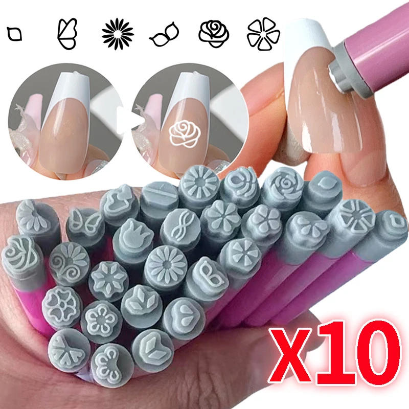 Description Picture 3 of item1-10pcs Flower Butterfly Pattern Nail Stamp Sets Multifunctional Nails Painting Tool Nail Doodle Pen Art Brushstroke Templates