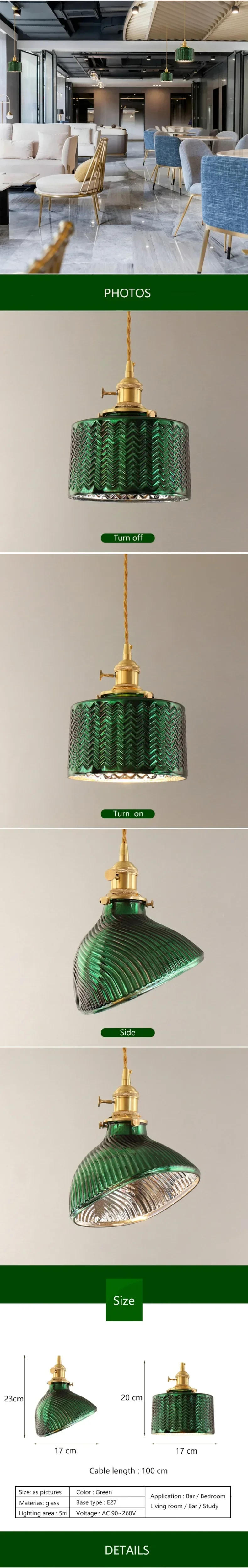 Description Picture 3 of itemJapanese Retro Glass LED Chandelier Brass Bedside Chandelier Nordic Creative Bedroom Lighting Decoration Ceiling Pendant Lamp