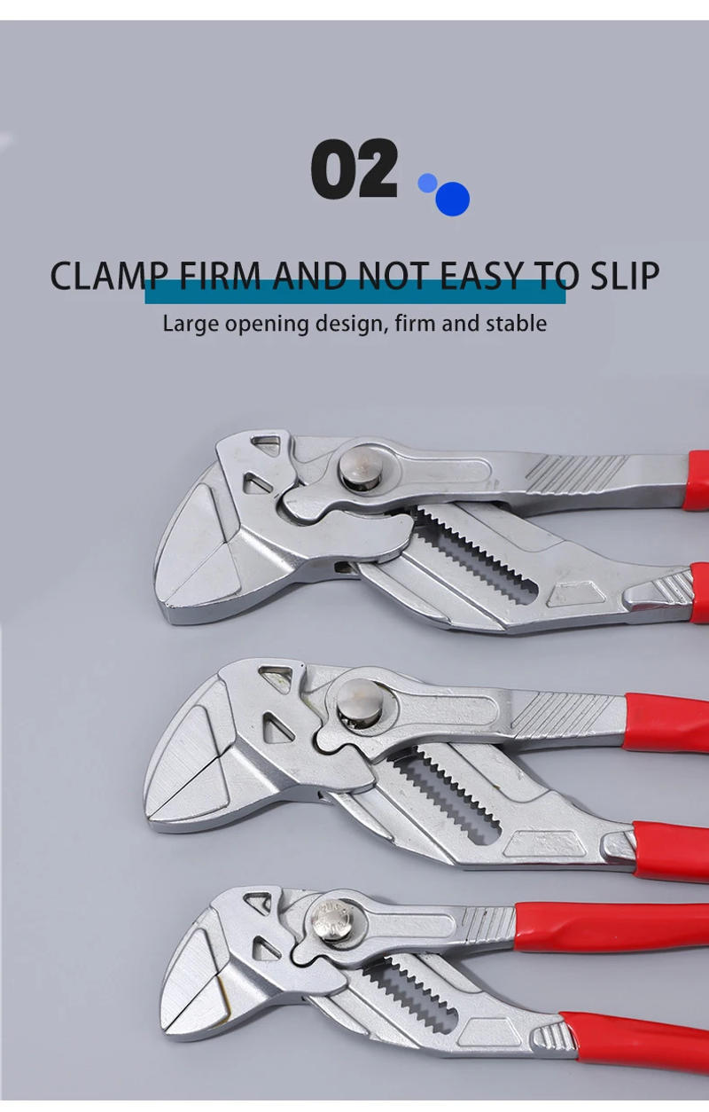 Description Picture 4 of item7/10/12 inch Adjustable Multi-Purpose Clamp Wrench Fast Water Pump Pliers Inch German Craftsmanship Large Opening 40-60mm Repair