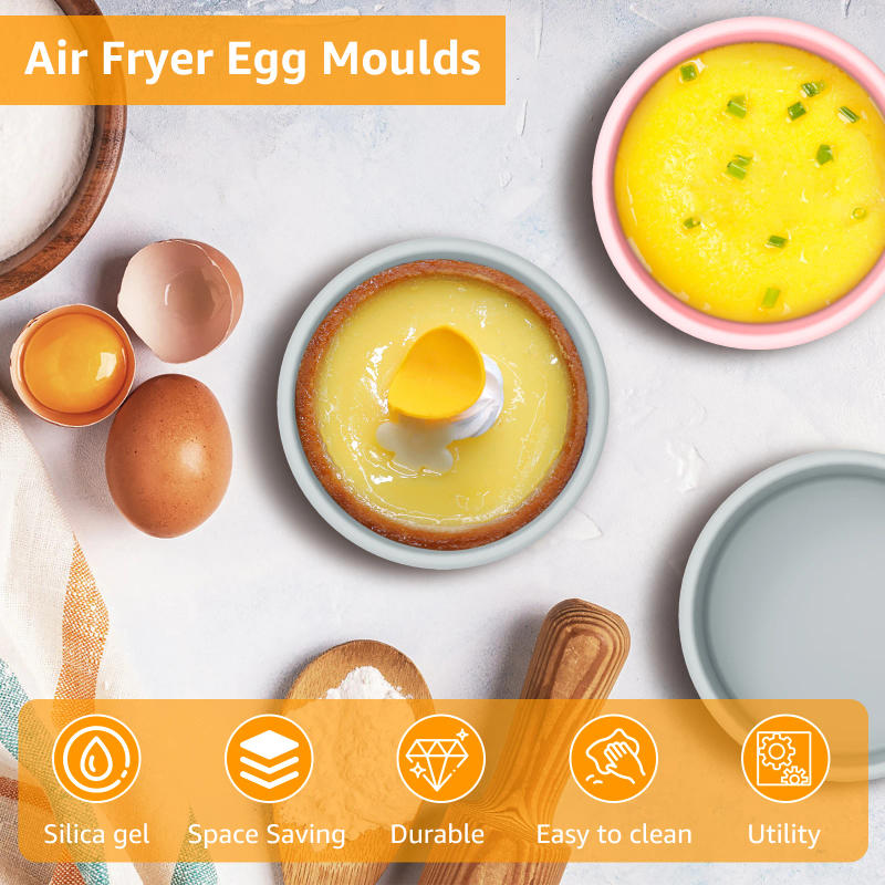 Description Picture 4 of item4/3Pcs Air Fryer Egg Moulds Silicone Egg Poacher Cups Non-Stick Eggs Bite Maker Muffins Pies Cooking Tools Kitchen Accessories