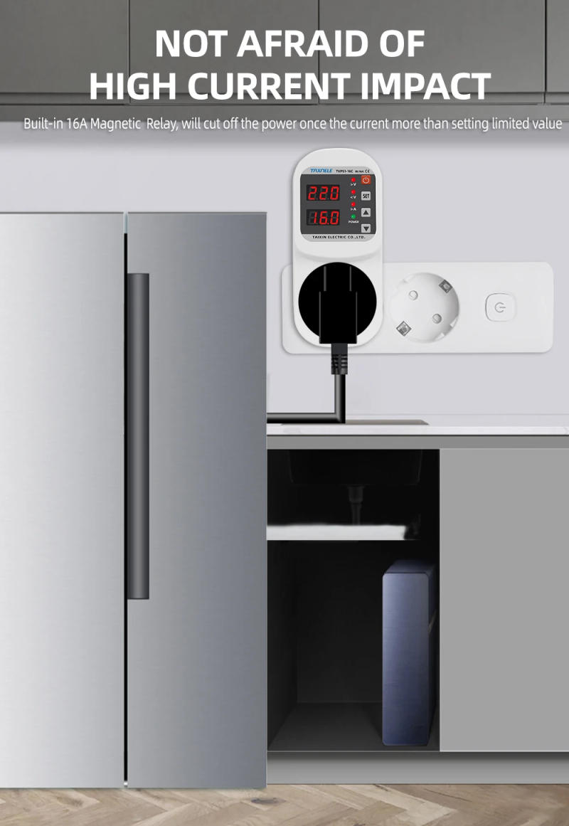 Description Picture 5 of itemAutomatic Voltage Current Protector Socket AC 220V 110V Adjustable 16A Power Surge Protector EU Plug Socket Safe Protect