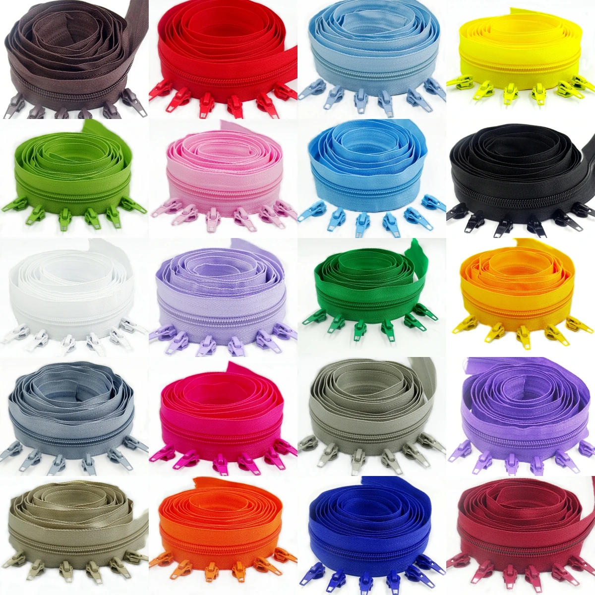 Description Picture 2 of item3# 1/2/3/5/10 Meters Long Nylon Zippers Rolls with 2/4/6/10/20 Pieces Auto-lock Zipper Slider For Tailor Sewing 20color