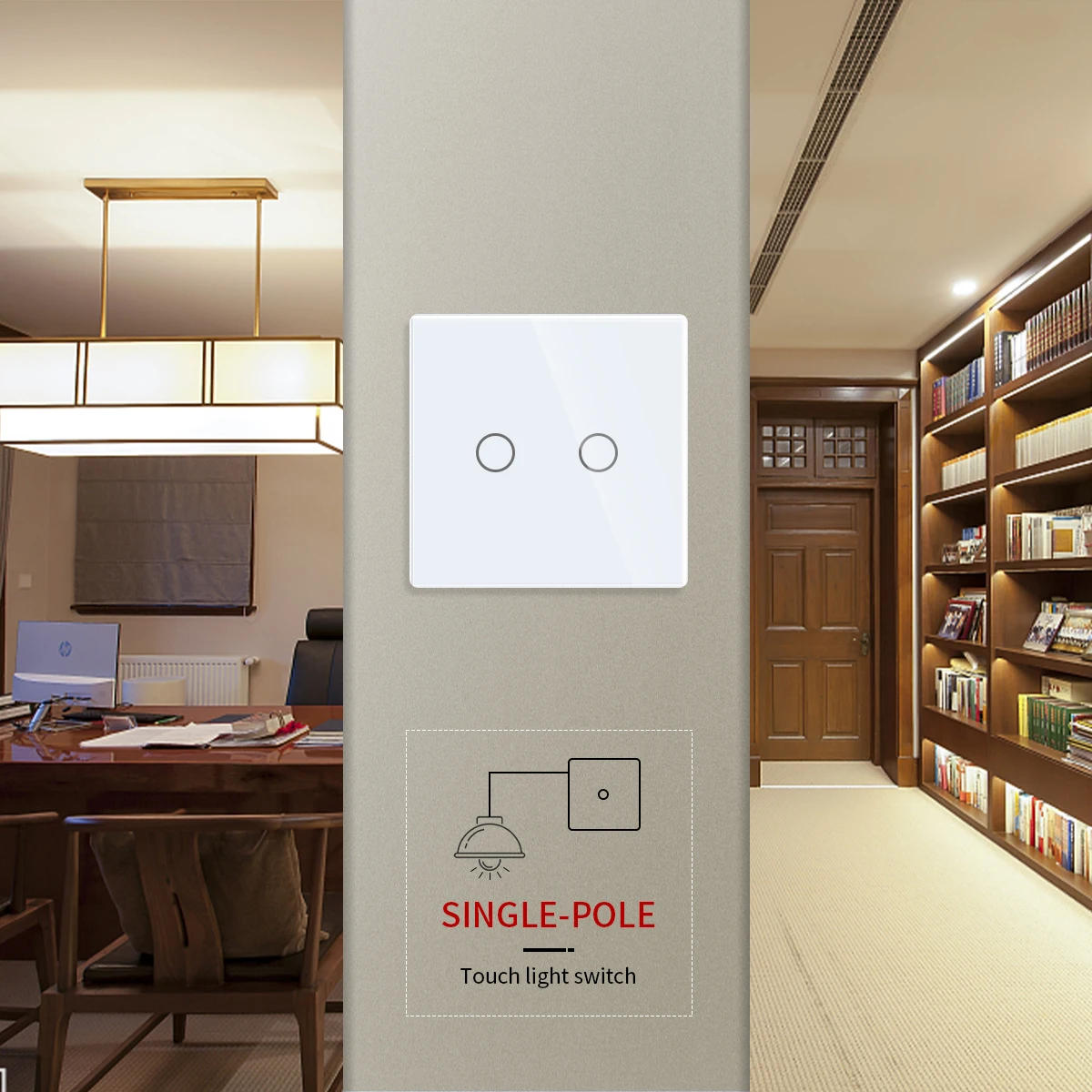 Description Picture 5 of itemBingoelec Sensor Switch EU Standard Light Crystal Glass Panel Lamp Power 1/2/3 Gang 1 Way AC 220V Luxury Wall Touch Switches