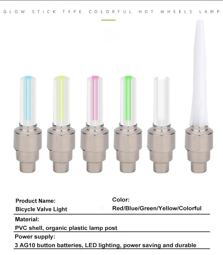 Description Picture 3 of itemNeon Bike Spoke Light Mini LED Bicycle Taillight MTB Wheel Tire Nozzle Valve Caps Lamp Cycling Warning Head Rear