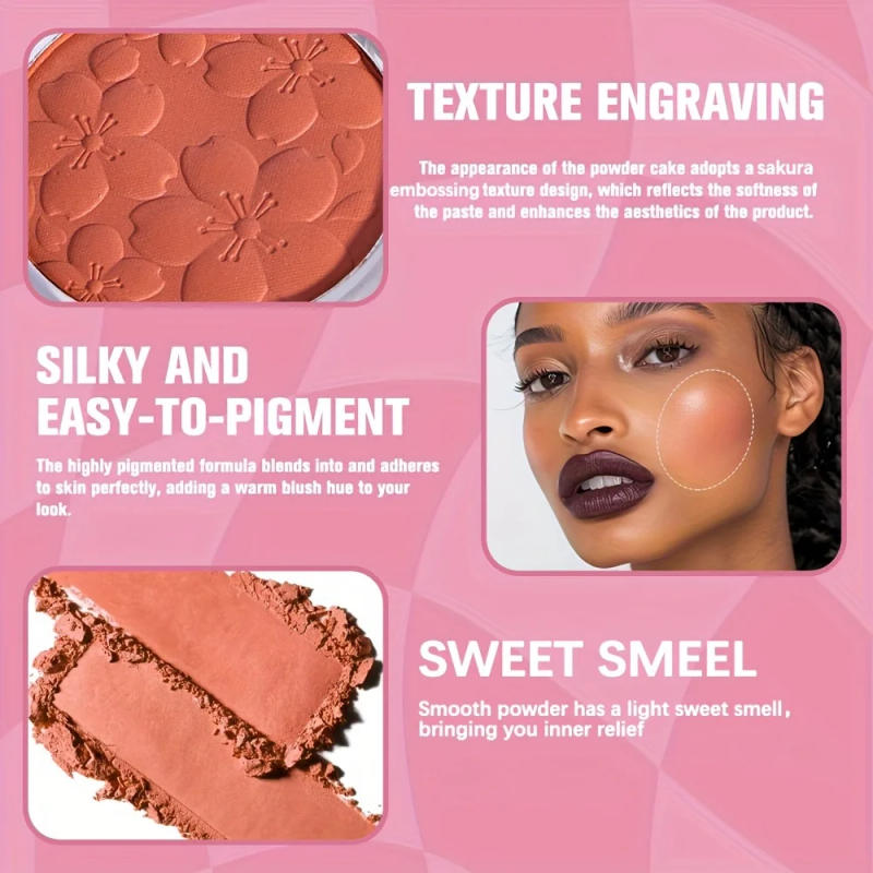 Description Picture 4 of itemMatte Blush Powder, Long-Lasting Waterproof, Enhances Skin Tone, Lightweight & Buildable Powder Blush, Delivers A Matte