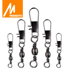 Meredith 50Pcs/Lot Fishing Connector Pin Bearing Rolling Swivel Stainless Steel with Snap Fishhook Lure Tackle Accessorie