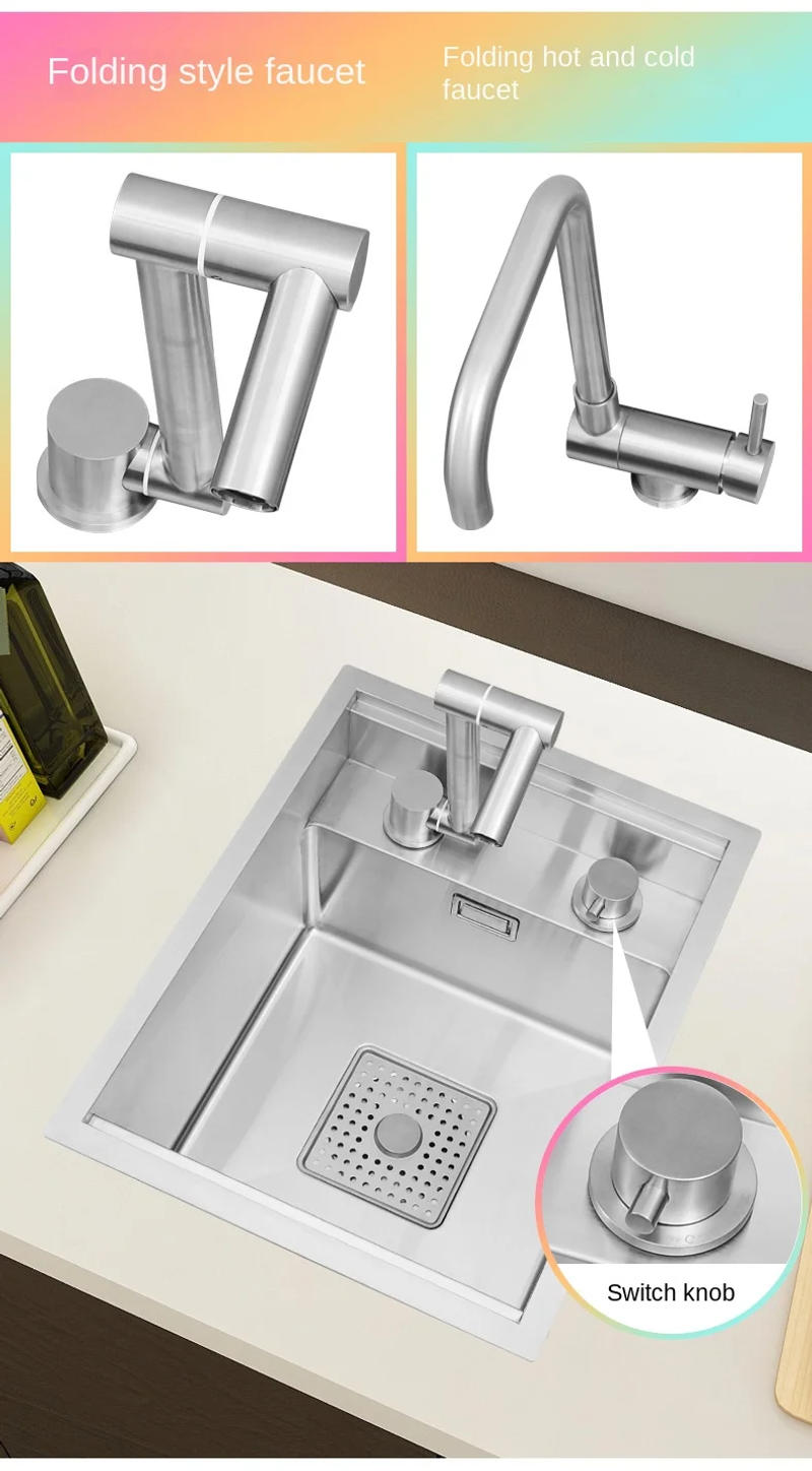 Description Picture 5 of itemNanometer Black Sliver Hidden Kitchen Sink Invisible Sink for Bar 304 Stainless Steel Handmade Brushed Single Kitchen Sink