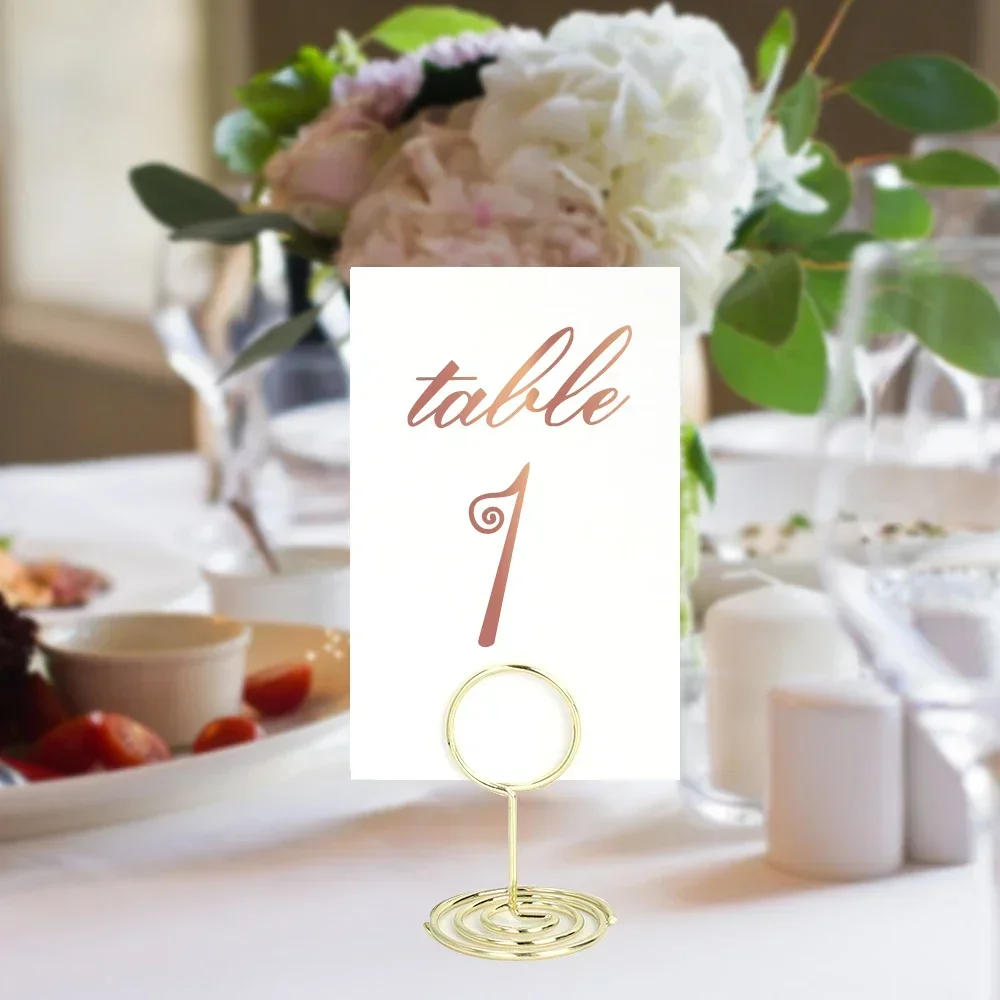 Description Picture 4 of item24/1PCS Metal Place Card Holders Photo Clip Stands Wedding Table Number Name Sign Stand Birthday Party Home Decoration Supplies
