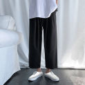 Spring Autumn Korean Edition Trendy High Waisted Loose Fitting Straight Tube Casual Leggings Sports Quarter Back Pants