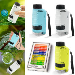 60-120X Mini Pocket Microscope Kit Lab Handheld Microscope With LED Light Kids Science Microscopes Battery Powered Science Toy