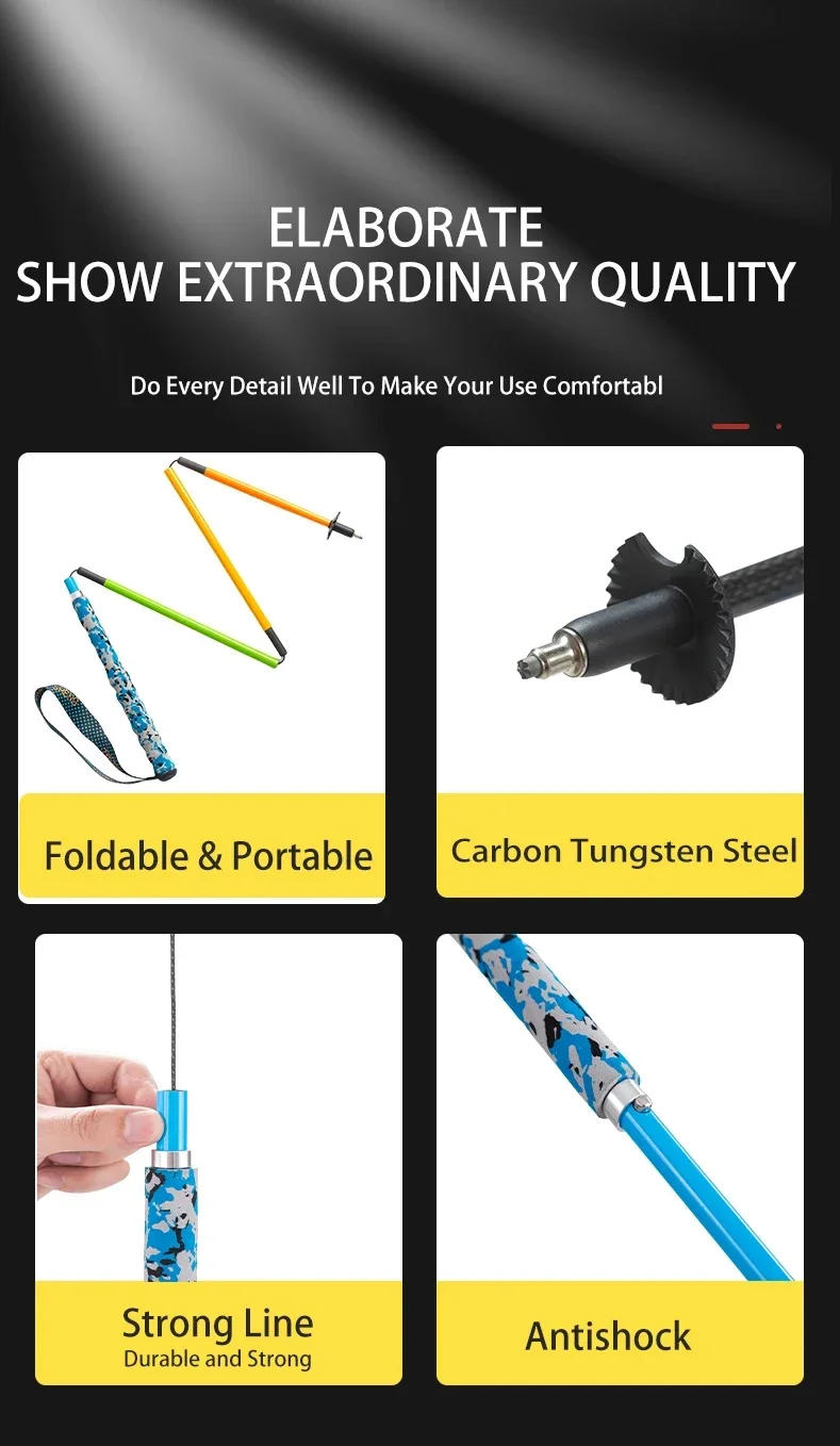 Description Picture 6 of item2PCS Carbon Fiber Five Section Folding Hiking Stick Ultra Lightweight Portable Hiking Stick Walking Pole（s) Hiking Accessories