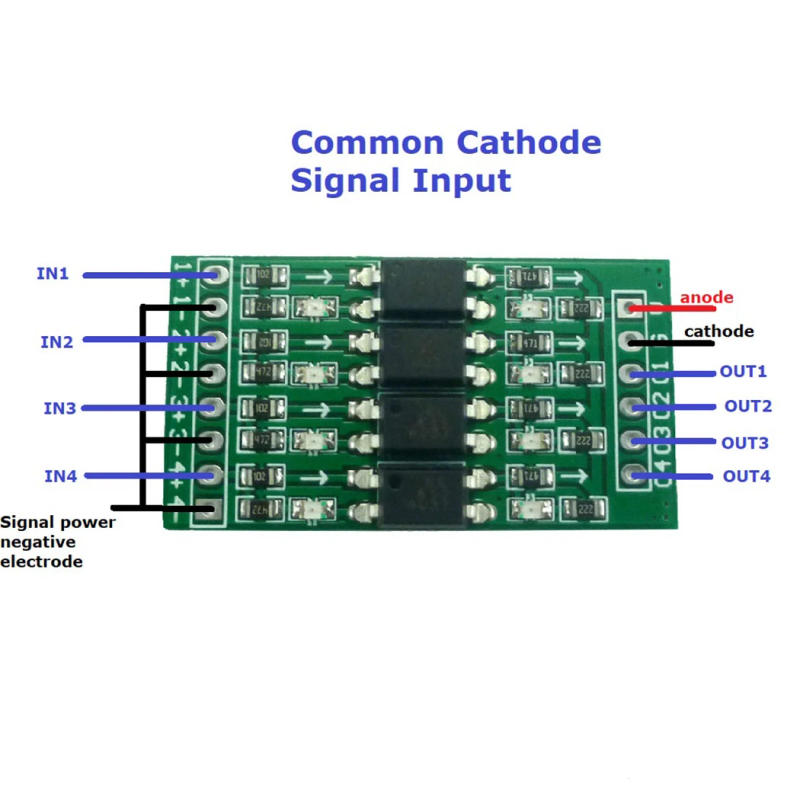 Description Picture 5 of item4CH 3.3V 5V 12V Digital logic level conversion module in PNP/NPN out NPN OUT Optical Isolation Board For PLC Relay LED