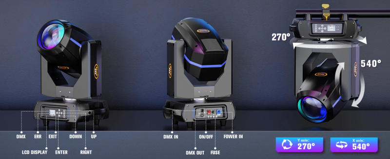 Description Picture 6 of itemBuysumshine 380W Beam LED Moving Head Light AC110~240V DMX512 Stage Light 14 Colors 13 Patterns Head Light for Party Clubs KTV