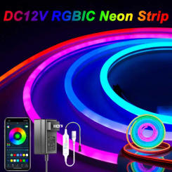 RGB Neon LED Strip Light DC12V Bluetooth Control RGBIC Neon Sign Lighting Tape For Garden Billboard Indoor Room Party Decor