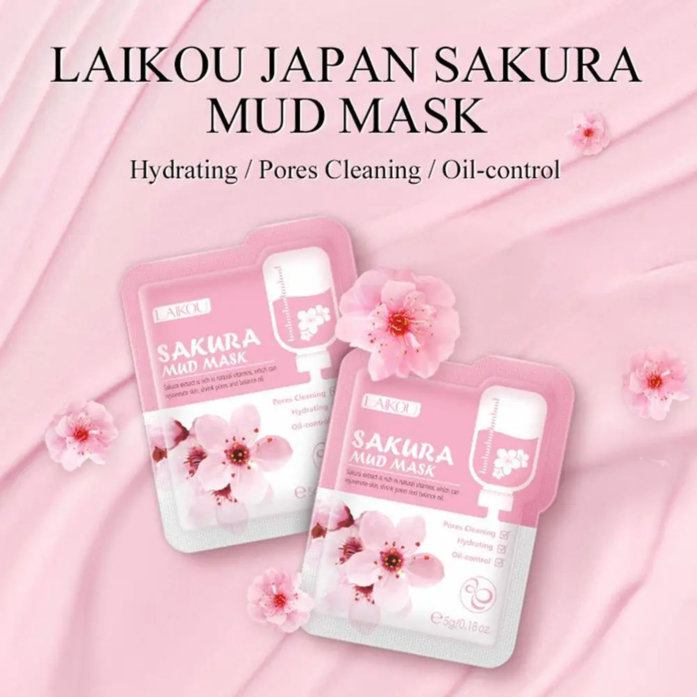 Description Picture 2 of item12pcs Sakura Mud mask Brightening Hydrating Face Mask Luminious Skin Clean Facial Cleansing Clay Hydrating Anti Wrinkle Skincare