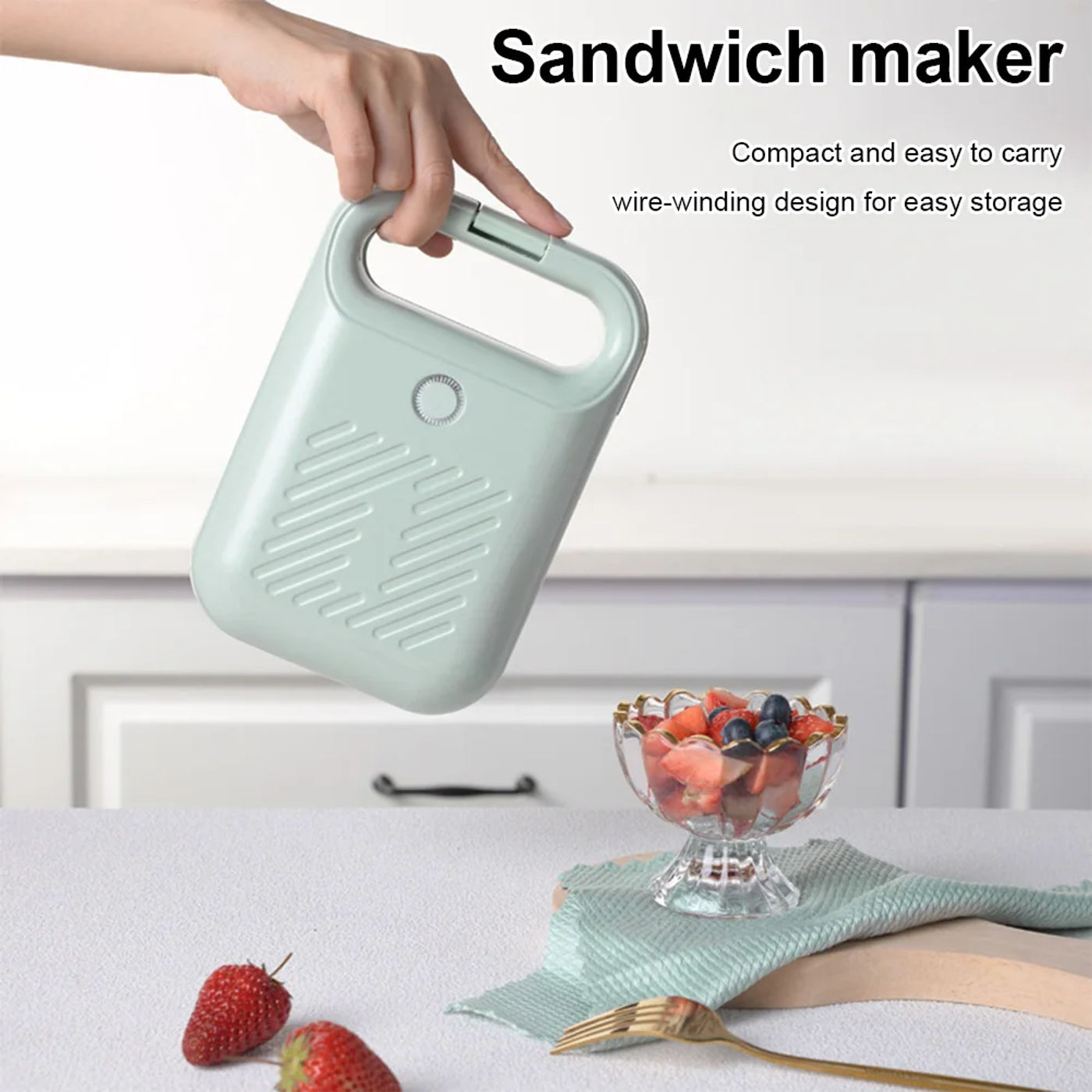 Description Picture 5 of itemElectric Sandwich Maker Bread Presser with Non-Stick Coating Light Food Making Machine Portable for Meat Beef Omelette