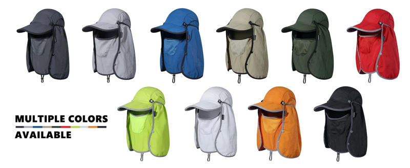 Description Picture 6 of itemUPF 50+ Sun Hat Foldable with Face Mask Neck Cover, Lightweight Breathable Windproof Fishing Hat for Men Women OutdoorTravel