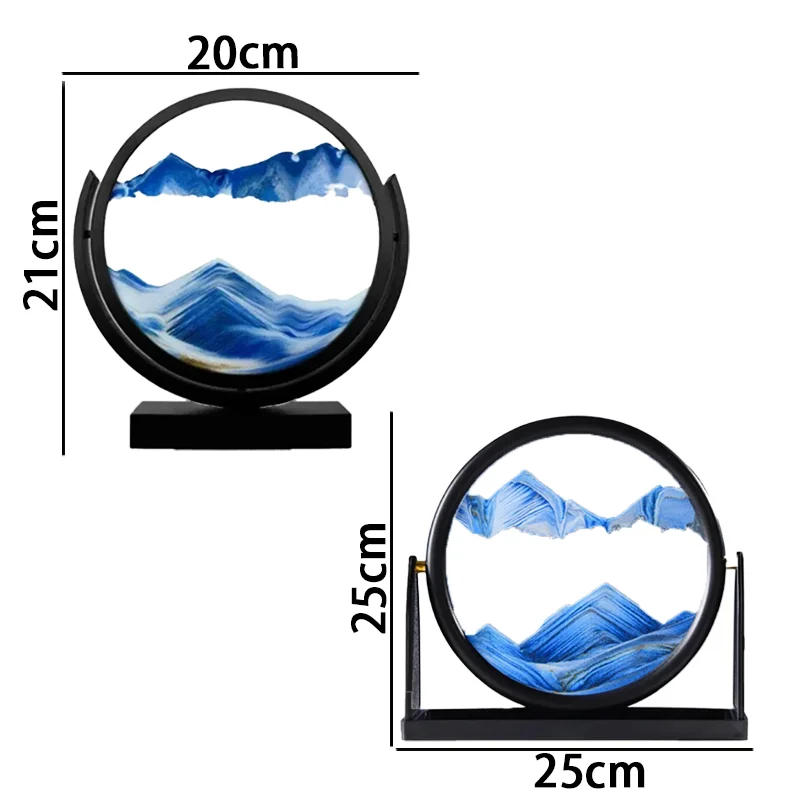 Description Picture 3 of itemRotatable Flowing Sand Painting Art Picture Round Glass Hourglass 3D Deep Sea Quicksand Modern Home Decoration Colour Sandglass