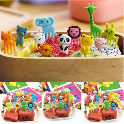 Animal Farm Fruit Fork Mini Cartoon Children Snack Cake Dessert Food Fruit Pick Toothpick Bento Lunches Party Decor Random Color