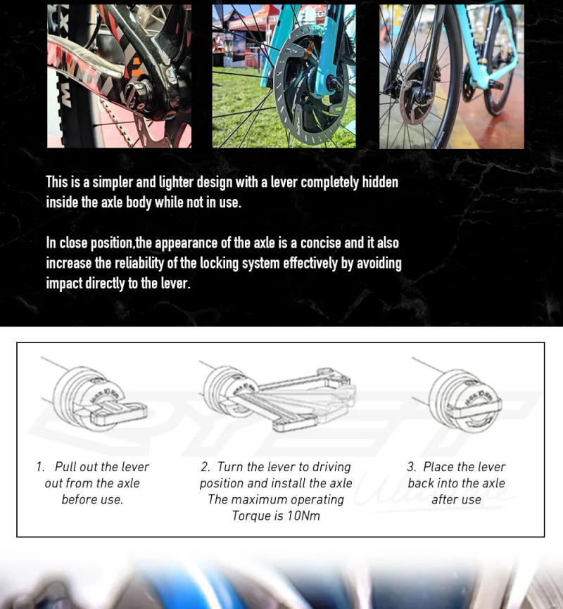 Description Picture 4 of itemRYET Bicycle Quick Release 12 MTB Lock Disc Thru Axle Road Bike Front Rear Bicycle Skewer 12x142 12x100 12x148 Bike Accessories