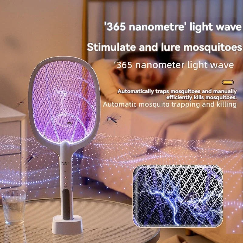 Description Picture 2 of item4000V Rechargeable Type-C Electric Fly Swatter Insect Killer Handheld Detachable Automatic Tapping Mode Indoor and Outdoor