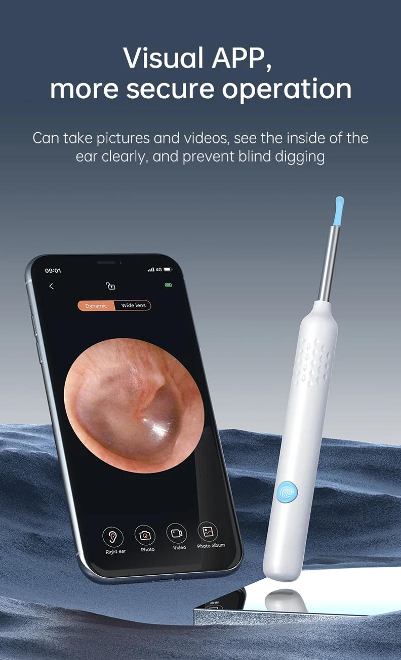 Description Picture 5 of itemVisual Ear Cleaner with Camera Ear Wax Removal Otoscope USB Charge 8MP Endoscope Tool Earpick MIni Camera Health Care Set Tool