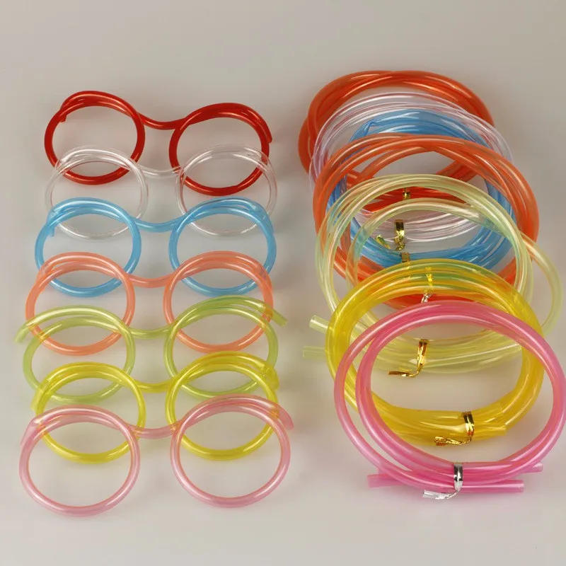 Description Picture 3 of itemStraw Glasses Funny Soft PVC Glasses Flexible Drinking Straws Kids Party Supplies Bar Supplies Creativity Toy Kids Gift