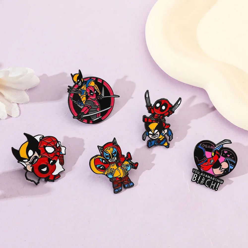 Description Picture 5 of itemSET Brooch Deadpool & Wolverine Metal Badge Cartoon Anime Genre Character Originality Enamel Pin Backpack Accessories Gifts