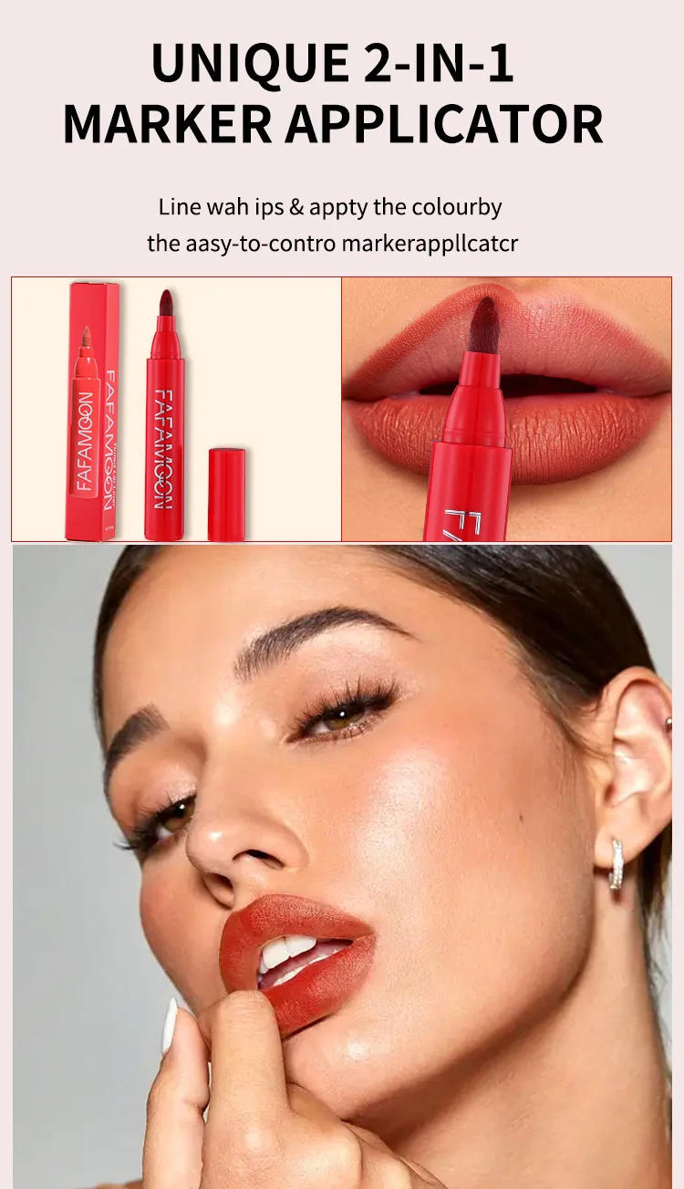 Description Picture 5 of item4 Colors Lip Tint Cosmetic Professional Wood Lipliner Waterproof Lady Charming LipLiner Soft Pencil Contour Makeup Lipstick Tool