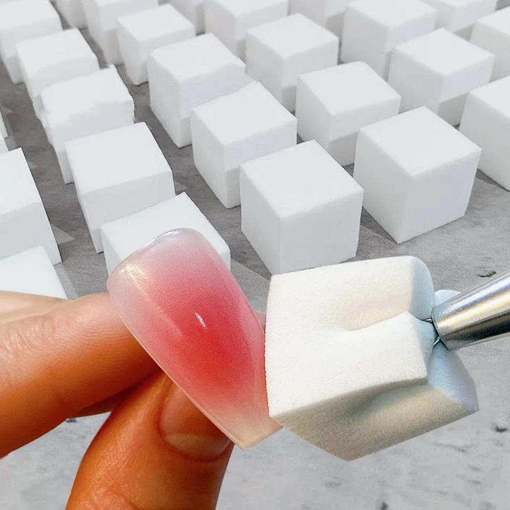 Description Picture 4 of item100PCS Mini Nail Art Sponge with Grasping Pen Gel Polish Color Gradient Brush DIY Glitter Powder Dotting Pen for Manicure Tools