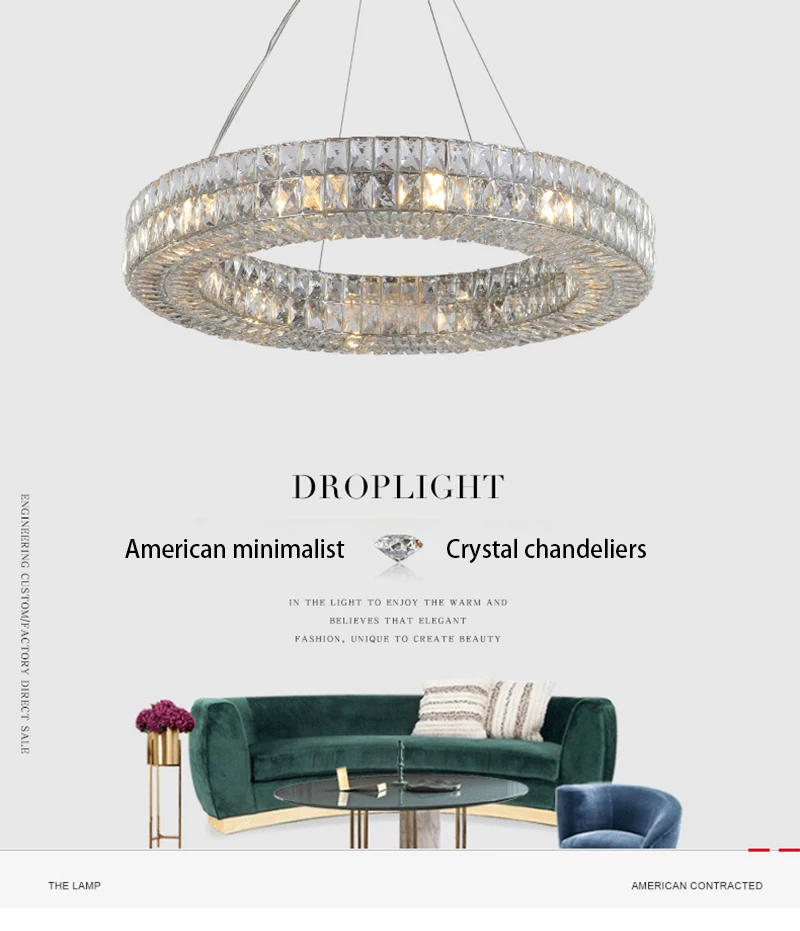 Description Picture 2 of itemGolden Luxury Crystal Led Pendant Light Metal Lustre K9 Chandelier Luminarias Art Decor Indoor Lighting Fixture Suspend Lamps