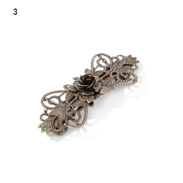 Woman Bronze Hair Side Clip Vintage Metal French Spring Barrette Girls Hair Decor Headdress Crafted Exquisite Hairpins Elegant