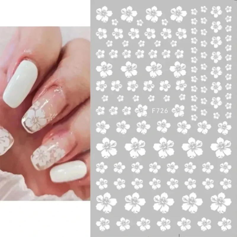 Description Picture 4 of itemCherry Blossom 3D Nail Stickers White Flower Petals Nail Art Decals Elegant Wedding Design Spring Sakura Manicure Slider Decor