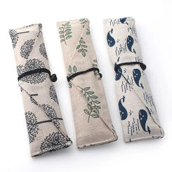 Japanese Vintage Print Tableware Bag Portable Cotton Linen Chopstick Spoon Knife Forks Storage Bag Cutlery Pouch