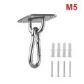 304 Stainless Steel Pad Eye Plate Hooks+Snap Hooks,Hardware Staple Hook Loop with Screws and Plastic Expansion, Ceiling Hooks