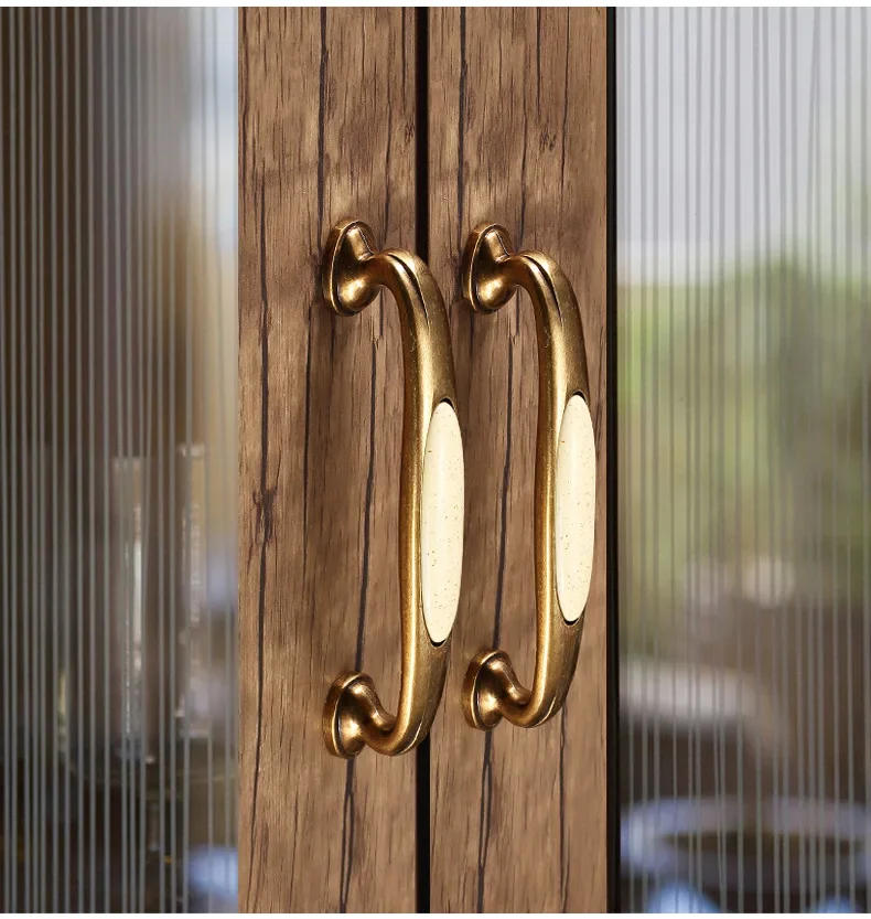 Description Picture 6 of itemAntique Brass Ceramic Cabinet Handles Zinc Alloy Drawer Knobs Pulls Wardrobe Door Handle European Furniture Handle Hardware