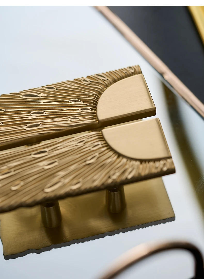 Description Picture 5 of itemUnique Lines Satin Brass Handle Closet Wardrobe Door Cabinet Handle Drawer Bathroom Cabinet Handle Home Decor