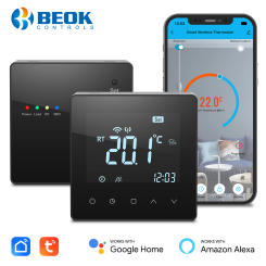 BEOK Tuya Wireless Wifi Thermostat for Gas Boiler Smart Home Heating System Battery Powered Temperature Controller Google Home