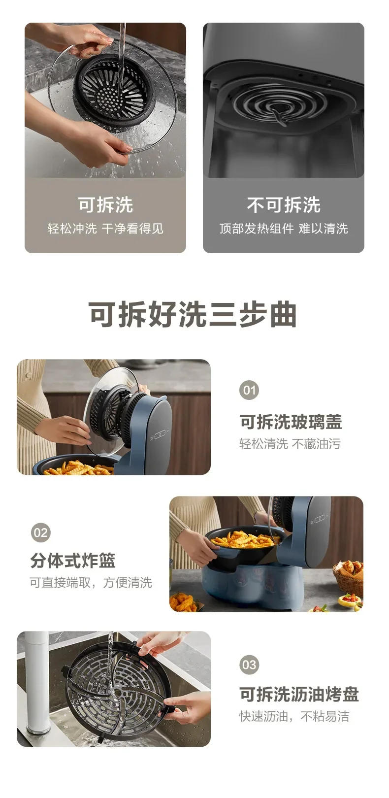 Description Picture 6 of itemVisible air fryer 5L large capacity oil-free steam fryer intelligent household air fryer  airfryer machine