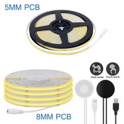 5V USB Dimmable LED Under Cabinet Light COB Strip With Penetrable 25MM Wood Wireless Touch Sensor Control Touch Dimmer Switch