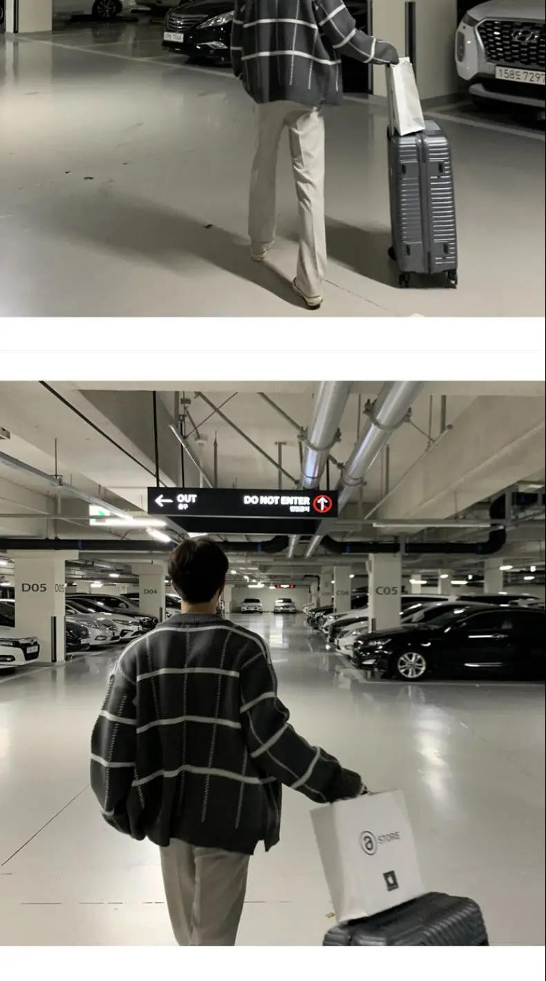 Description Picture 6 of itemSpring Autumn British Plaid Striped Cardigan Sweaters Men's V-neck Loose Casual High Street Sweater Jackets Male Clothes